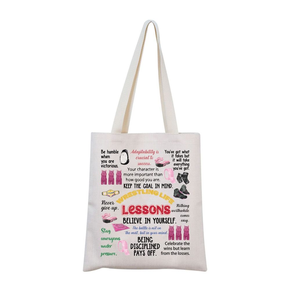 .Wrestling Player Gift Wrestling Life Lessons Tote Bag Wrestling Lover Gift B)